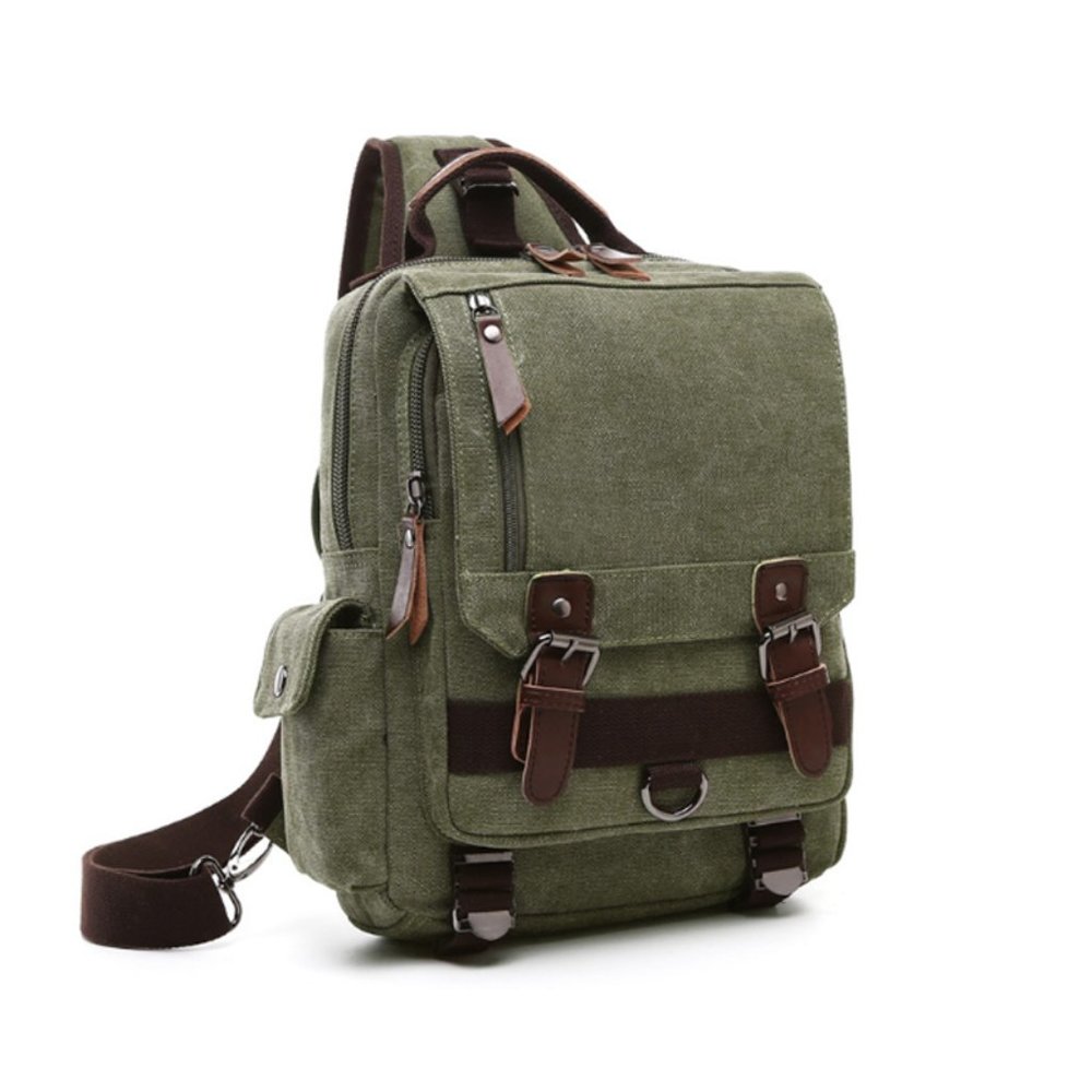 Canvas Messenger Bag Sling Bag Cross Body Bag Shoulder Bag Green